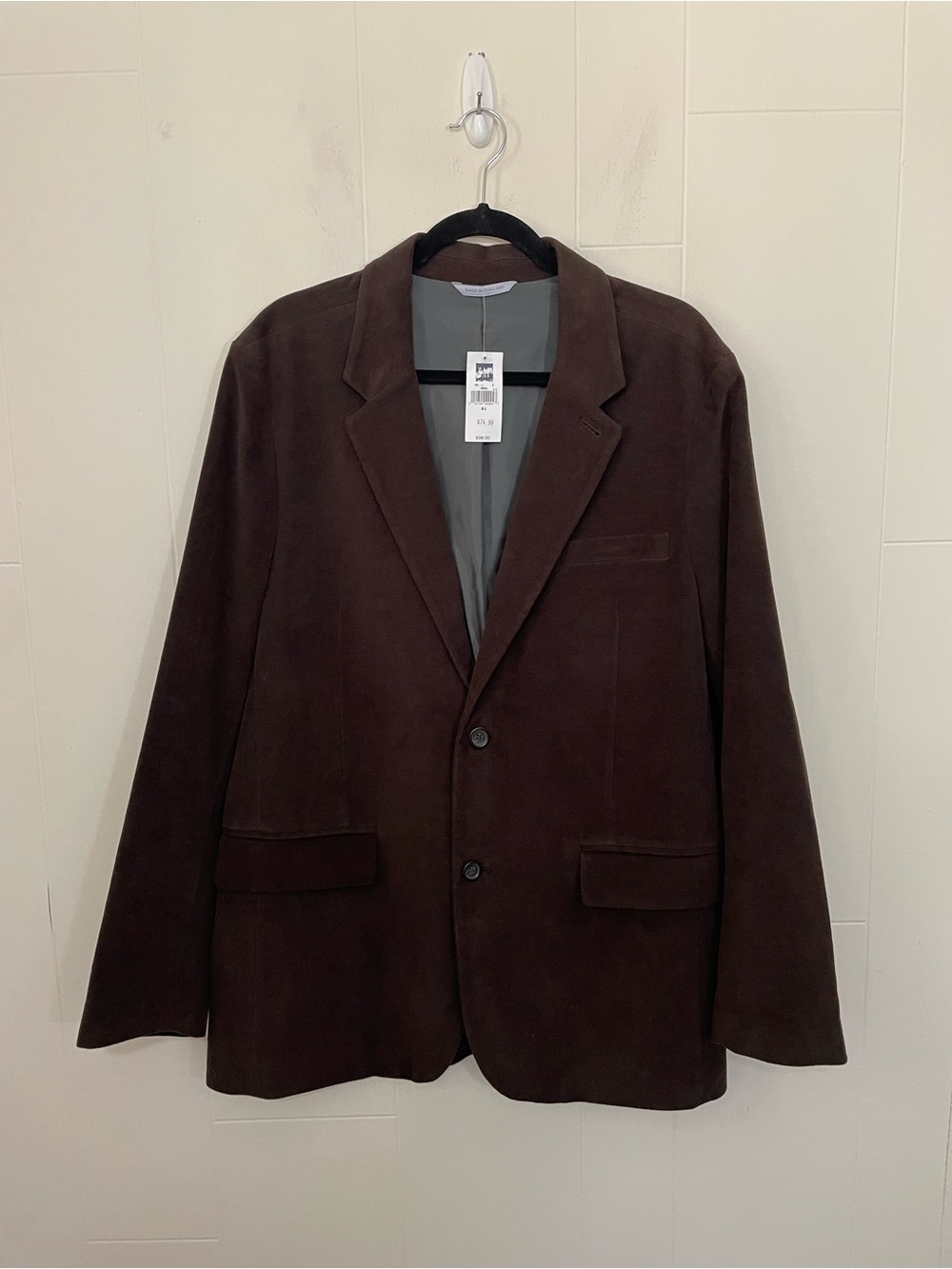 Gap NEW Blazer Jacket Men’s Size XL Brown Y2K 2008 Velvet Cotton Academia Prep